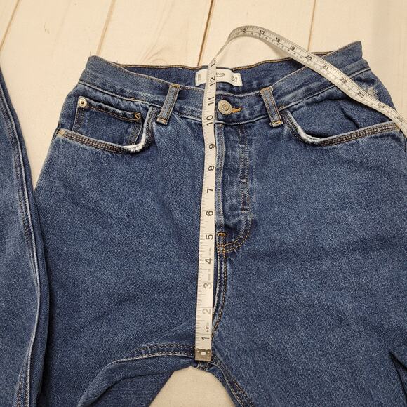 MNG high rise wide leg flare jeans button fly distressed hem rigid - Picture 5 of 12